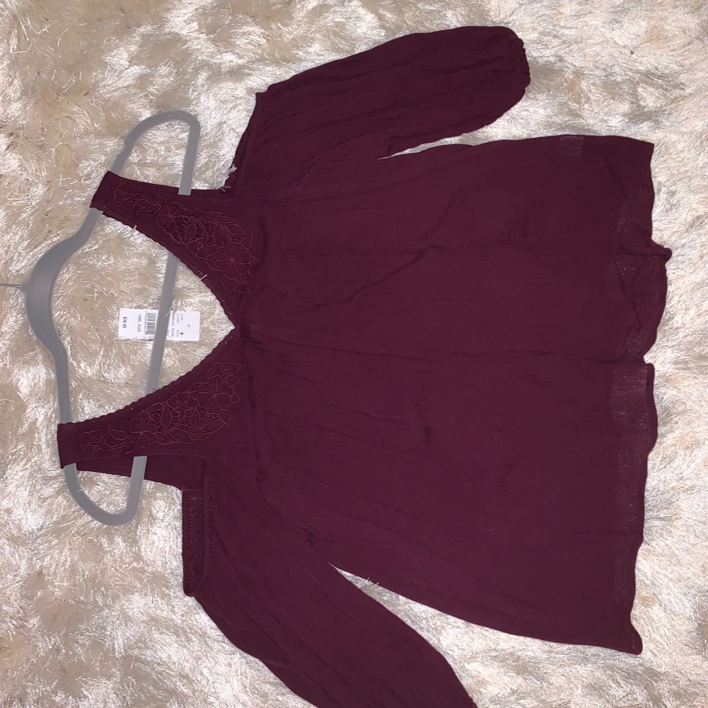 PACSUN Off The Shoulder Maroon Blouse